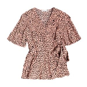 Francesca’s Miami Faux Wrap Leopard Print Top